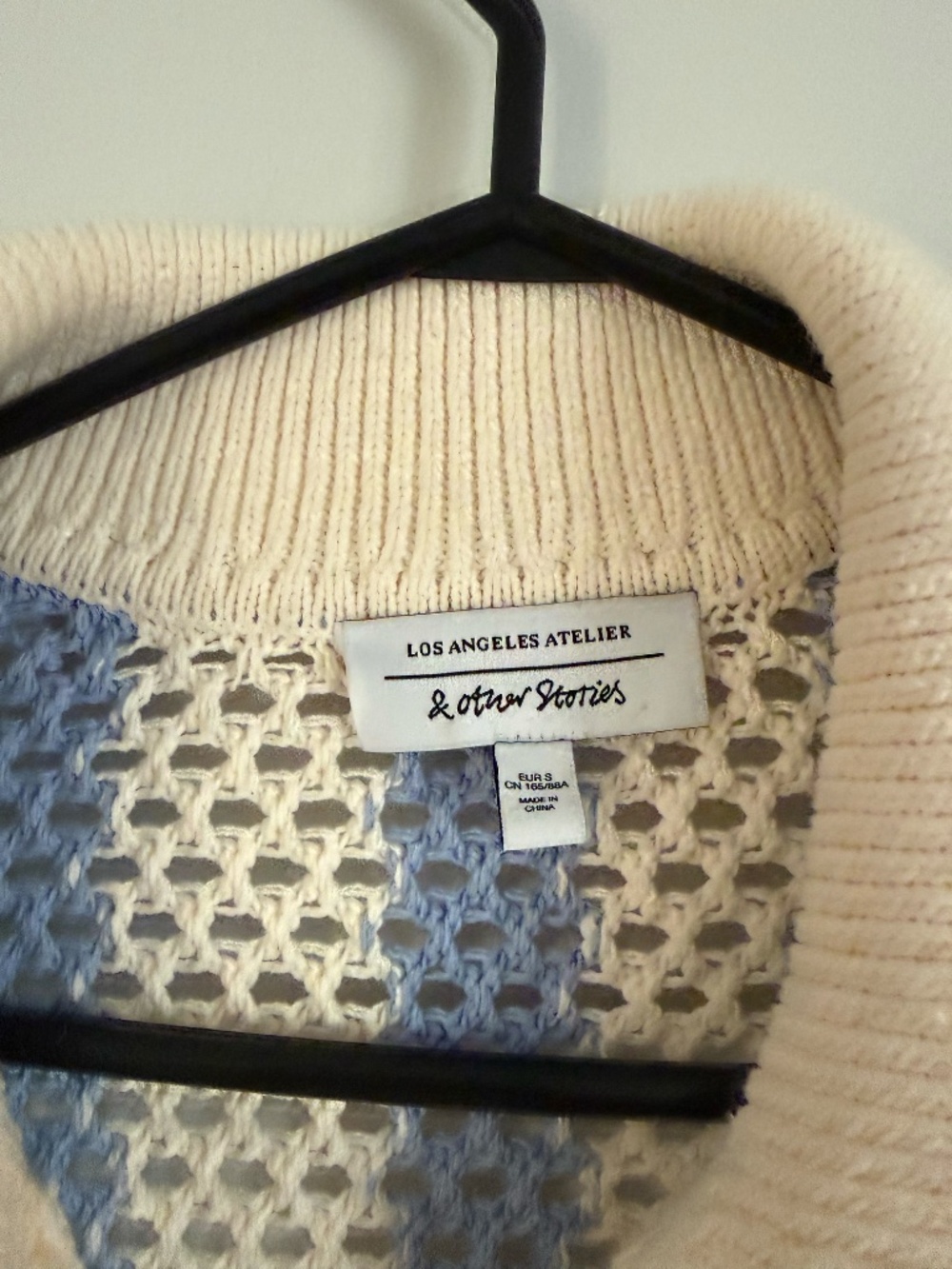 & Other Stories Cream and Light Blue Crochet Cardigan - Picture 3 of 5